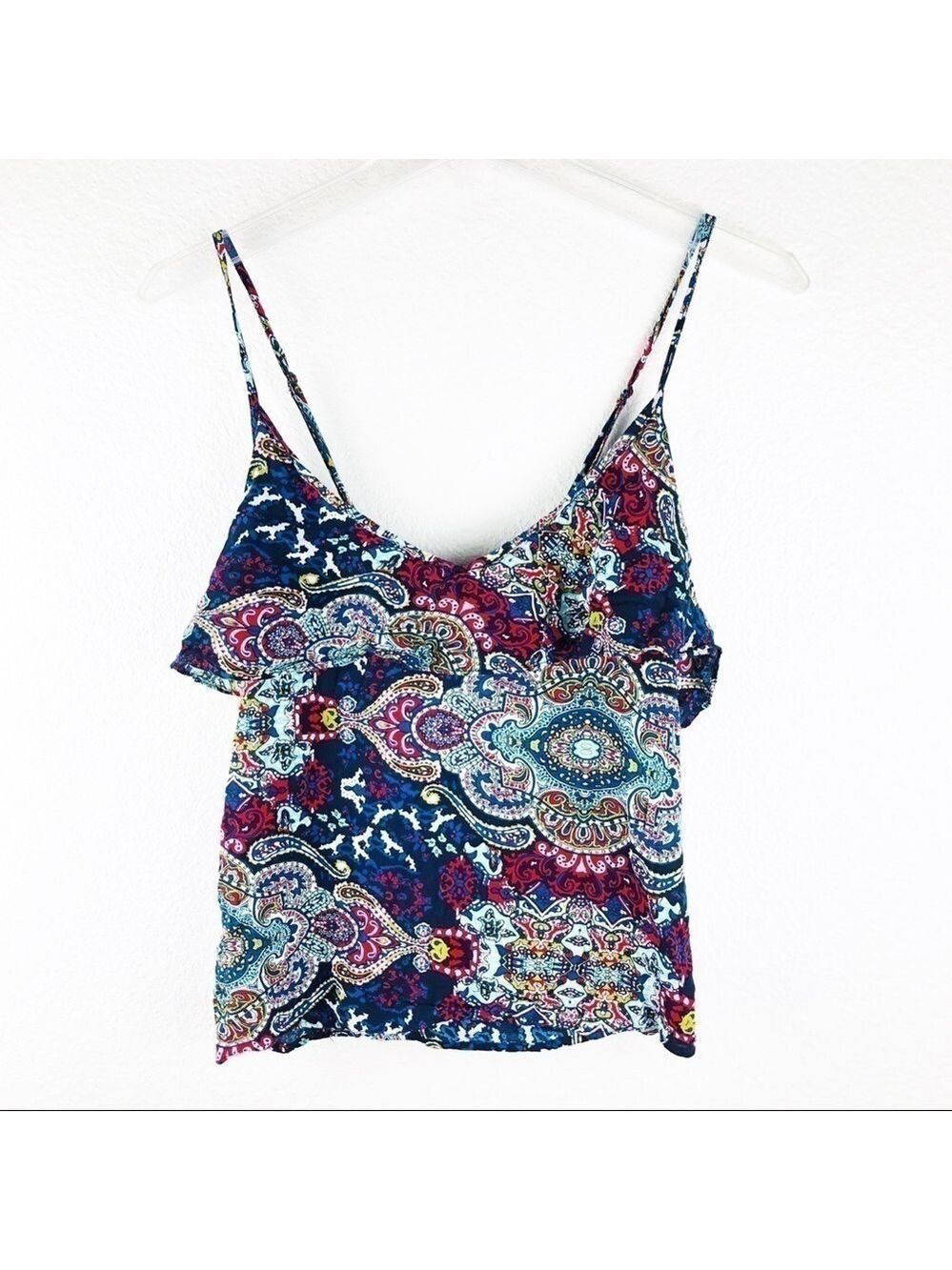 Forever21 Boho Blue Floral Top Medium! -> Forever21 Boho Blue Floral Top Medium! - Picture 1 of 7